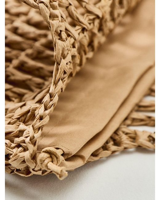 Pieces Natural Pckamille Straw Shopper Tote Bag Neutral