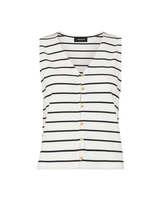 Whistles White Stripe Button Front Tank