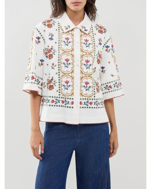Weekend by Maxmara White Farsa Cross-Stitch Shirt