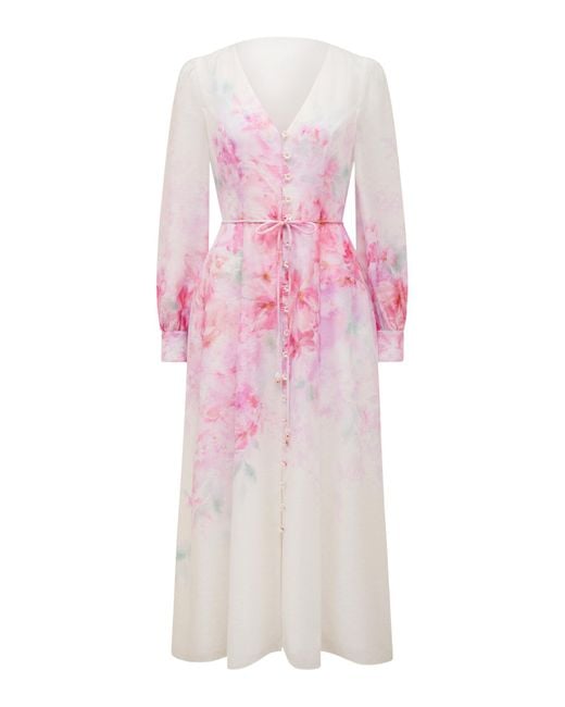 Forever New Pink Kahlani Printed Midi Dress