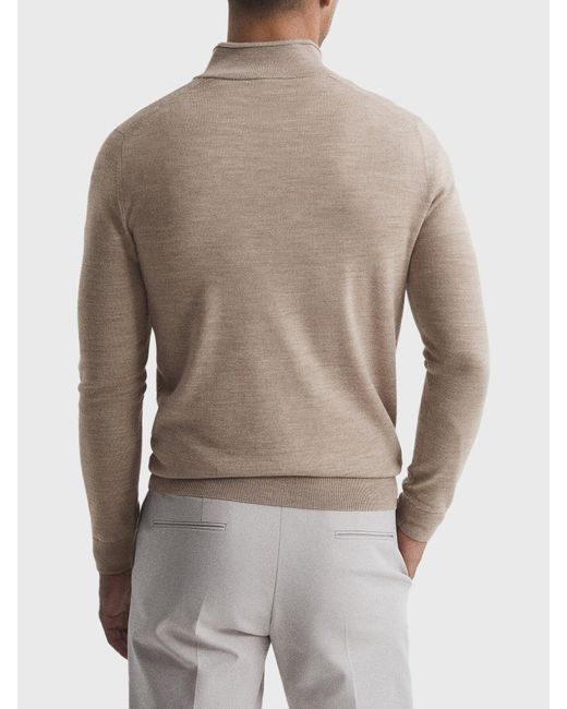 Reiss Natural Blackhall Merino Wool Zip Neck Jumper for men