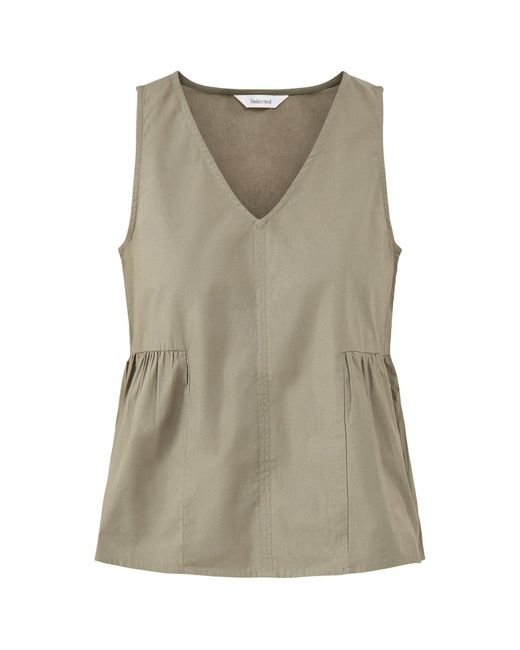SELECTED Green Blair Sleeveless Peplum Top