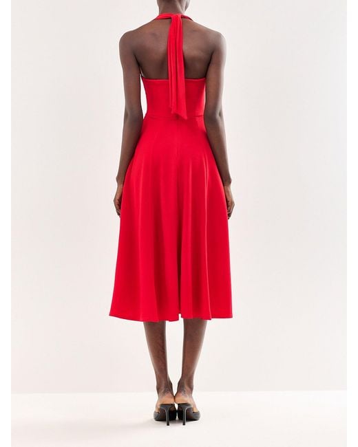 Club L London Red Auburn Halter Skater Midi Dress