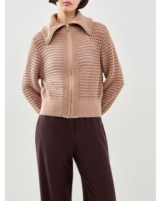 Varley Pink Eloise Full Zip Knit Cardigan