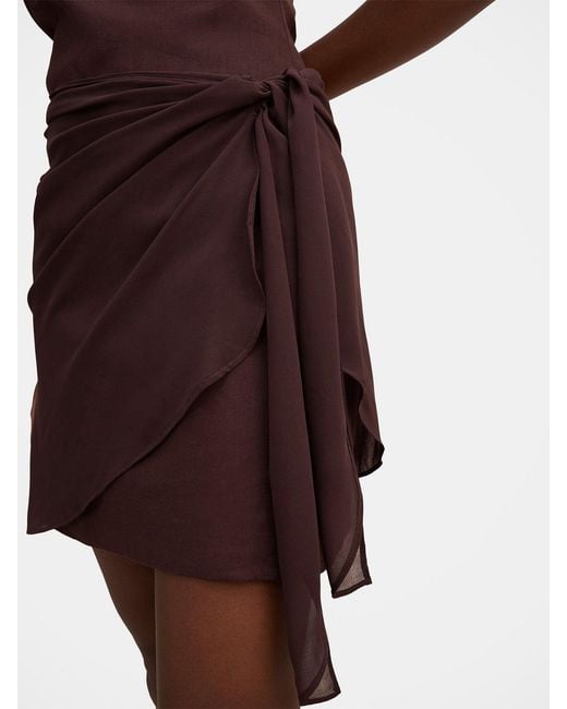 Forever New Brown Sienna Petite Sarong Mini Dress
