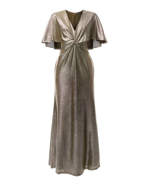 Ralph Lauren Natural Women's Metallic Knit Twist-front Cape Gown
