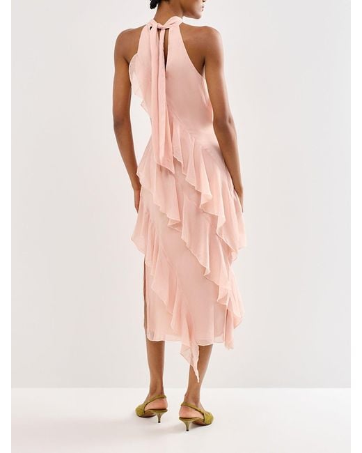 Pretty Lavish Pink Aria Halterneck Ruffle Midaxi Dress