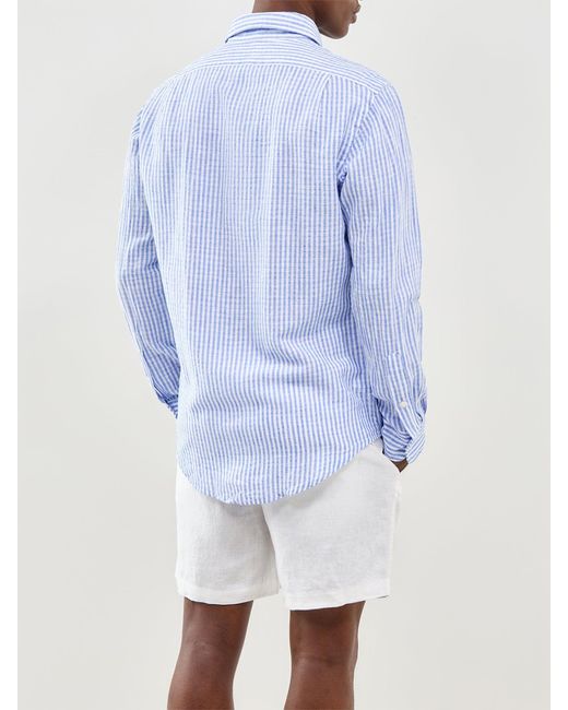 Polo Ralph Lauren Blue Seersucker Stripe Shirt for men