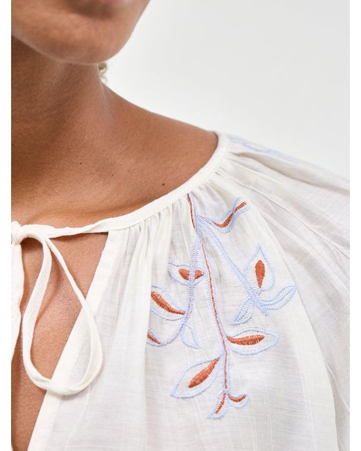 Vero Moda White Lina Embroidered Long Sleeve Blouse