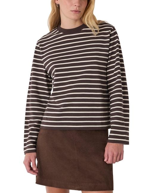 Whistles Black Stripe Jersey Top, Cotton