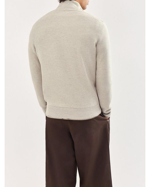 Polo Ralph Lauren White Texture Quarter Zip Jumper for men