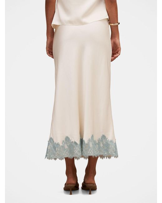 Forever New White Adele Lace Trim Midi Skirt