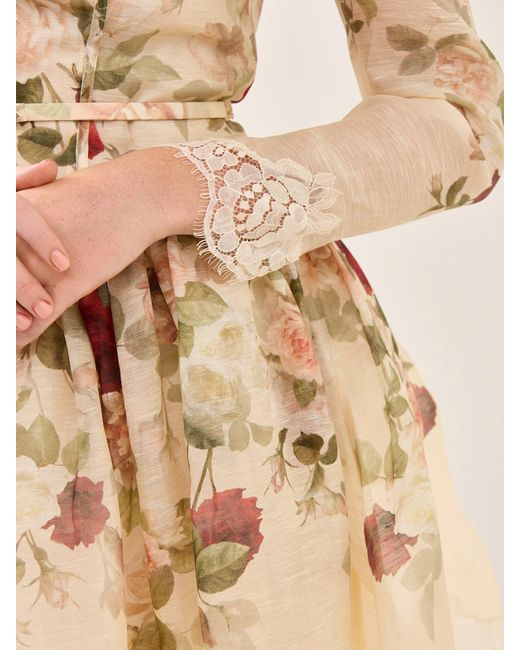 Zimmermann Hypnotic Lace Trim Mini Dress in Natural | Lyst UK
