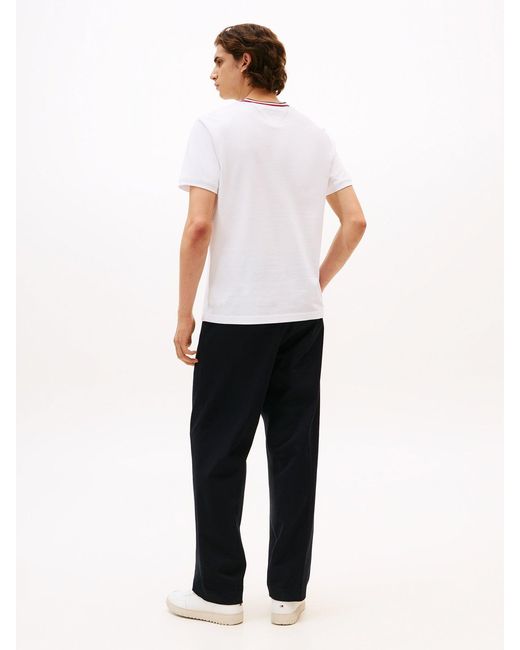 Tommy Hilfiger White Crew Neck Piqué T-Shirt for men