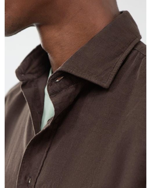 Hartford Brown Paul Baby Cord Shirt for men