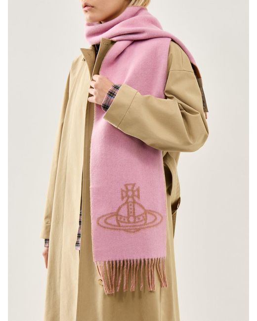 Vivienne Westwood ピンク スカーフ Vivienne Westwood Single Orb Double Faced Scarf in Pink | Lyst UK