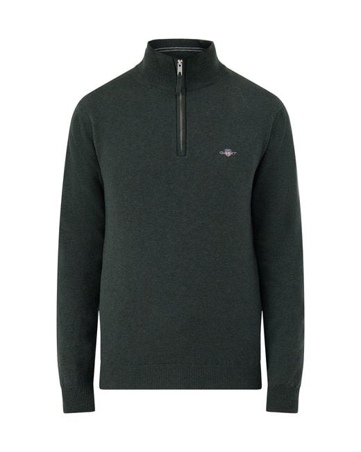 Gant Green Superfine Half-Zip Jumper for men