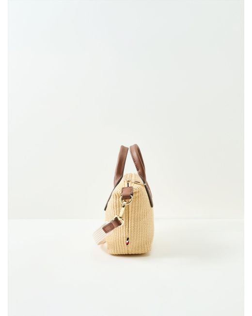 Tommy Hilfiger Natural Popette Mini Raffia Tote Bag Tan