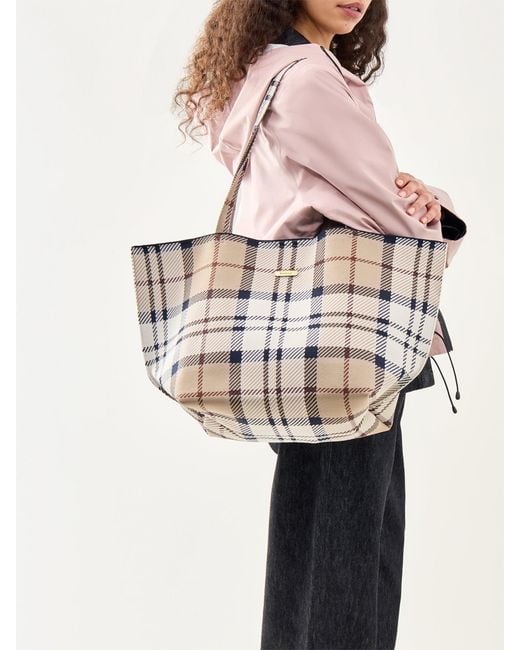 Barbour Natural Layla Tartan Large Tote Bag Multi