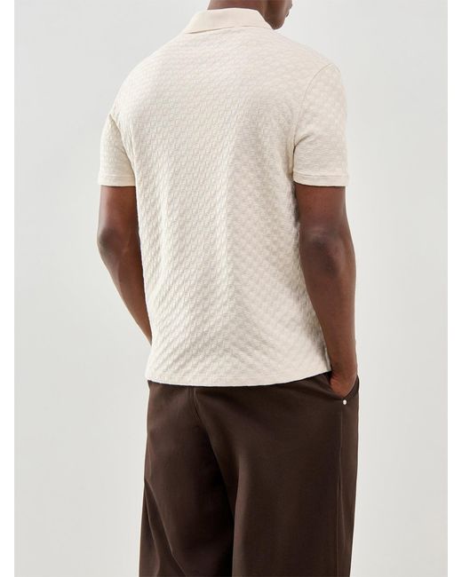 Paul Smith White Textured Zip Knitted Polo Shirt Cream for men
