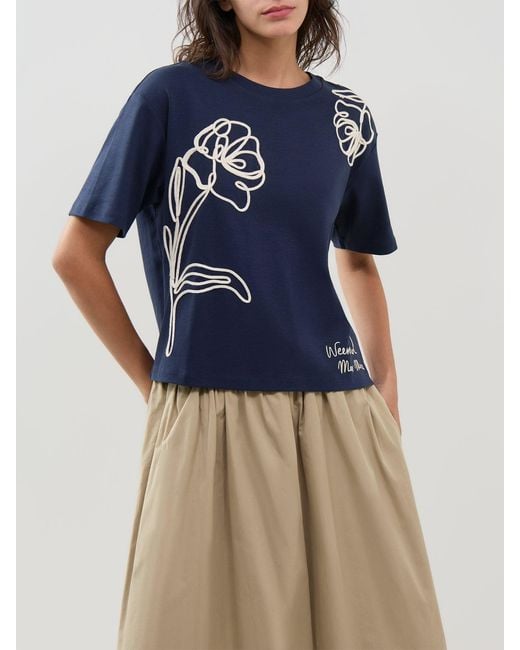 Weekend by Maxmara Blue Sala Embroidered T-Shirt