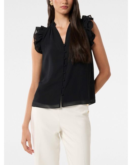 Forever New Black Abigail Ruffle Blouse