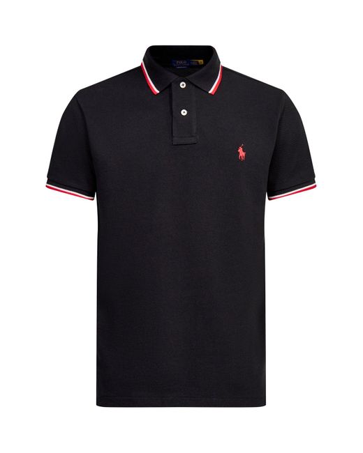 Polo Ralph Lauren Black Custom Fit Tipping Polo Top for men