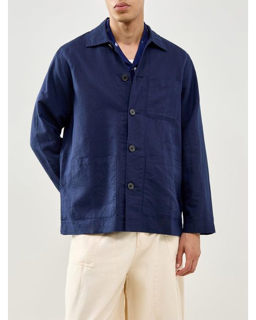 Universal Works Blue Bakers Overshirt for men