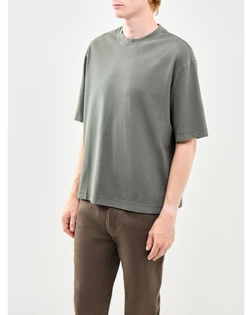 SELECTED Gray Boxy Crew Neck T-Shirt for men