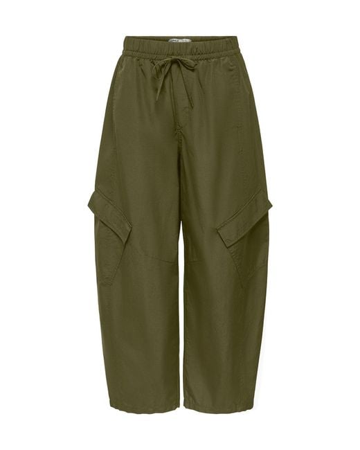 ONLY Green Ayana Mid Rise Barrel Cargo Trousers