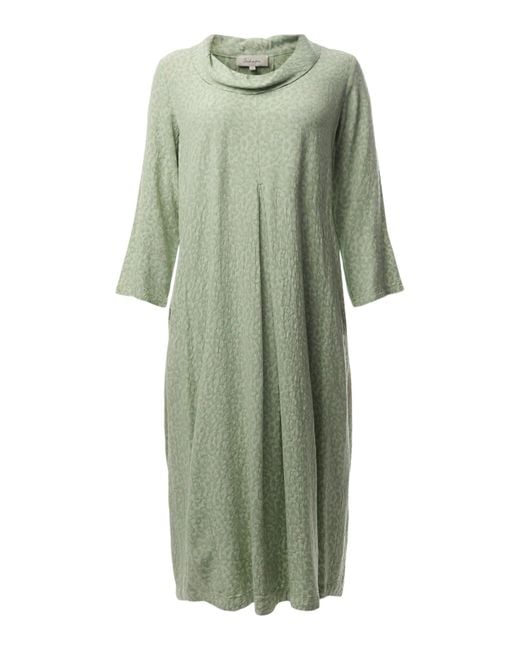 Sahara Green Abstract Textured Jacquard Dress
