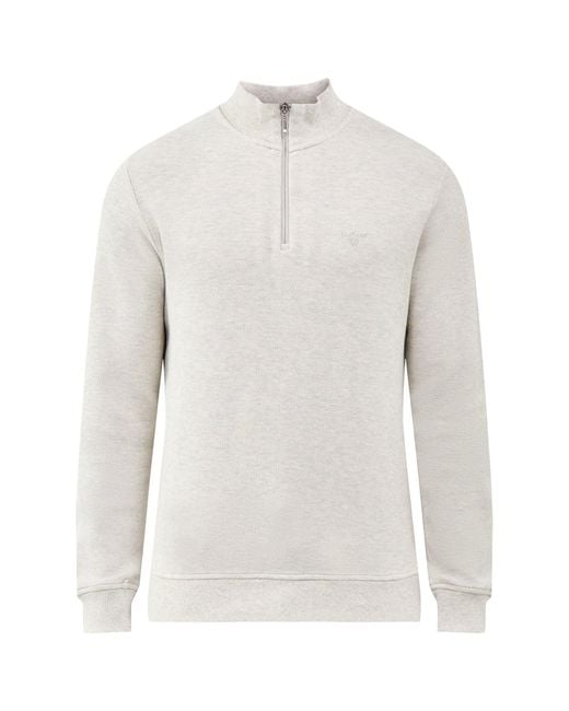 Barbour White Ravensworth Half Zip Sweatshirt Cream for men
