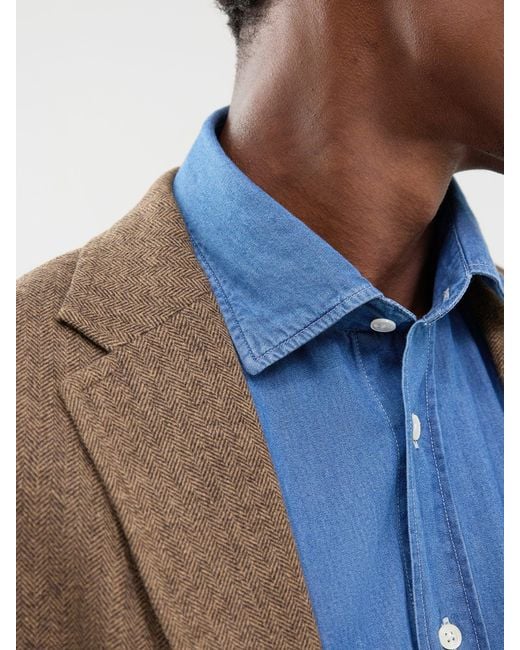 Hartford Blue Paul Light Denim Shirt for men