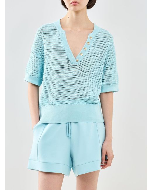 Varley Blue Callie Knit Top