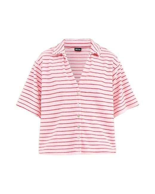 Pieces Pink Kay Frotte Short Sleeve Shirt Multi