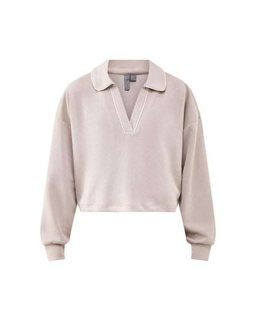 Sweaty Betty White Sand Wash Crop Henley Sweatshirt
