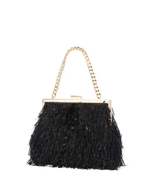 Forever New Black Signature Francis Fluffy Frame Clutch Bag