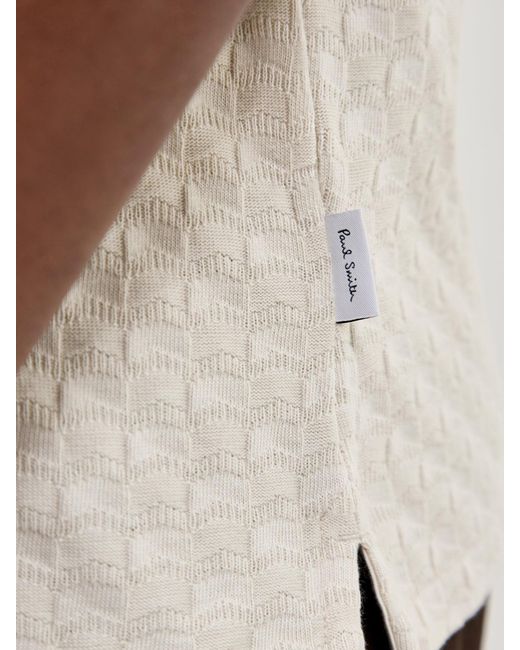 Paul Smith White Textured Zip Knitted Polo Shirt Cream for men