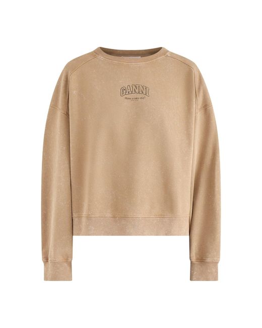 Ganni Natural Essential Isoli Washed Effect Crewneck