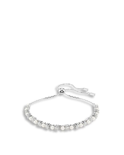 Swarovski White Women's Matrix Crystal Pearl Bracelet