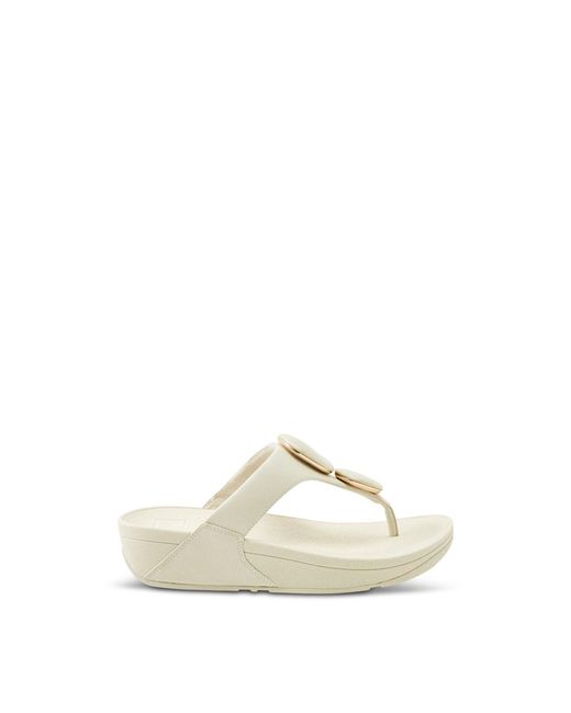 Fitflop White Lulu Marbled-Stone Toe-Post Sandals
