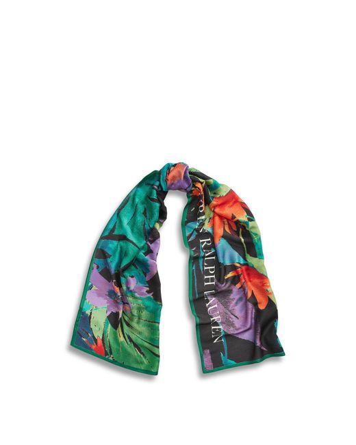 Ralph Lauren Blue Women's Emily Floral Silk Blend Wrap Scarf