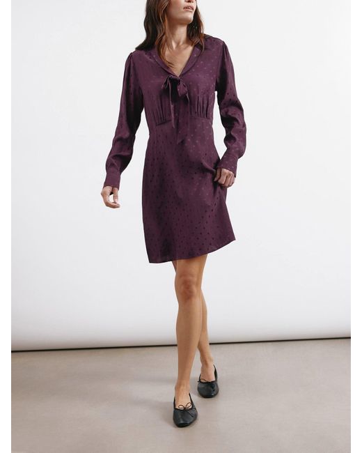 Albaray Purple Jaquard Spot Bow Dress