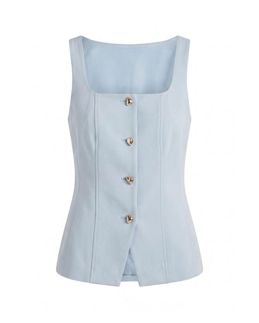 Forever New Blue Lee Square Neck Waistcoat