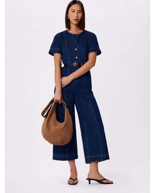 Whistles Blue Button Down Jumpsuit