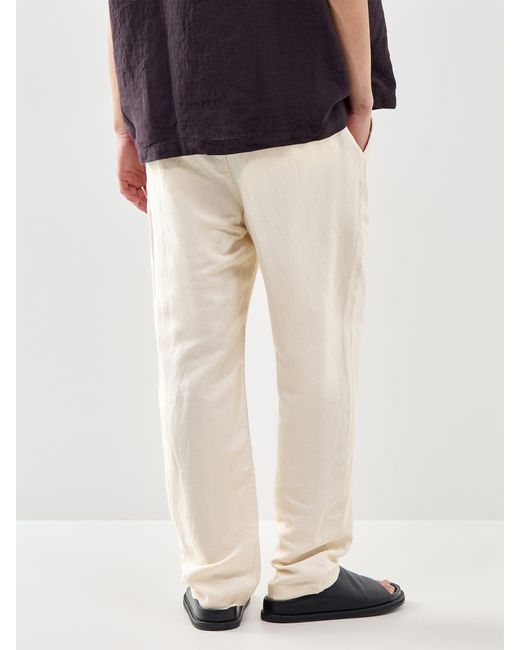 Lacoste Natural Classic Fit Cotton-Linen Trousers Cream for men