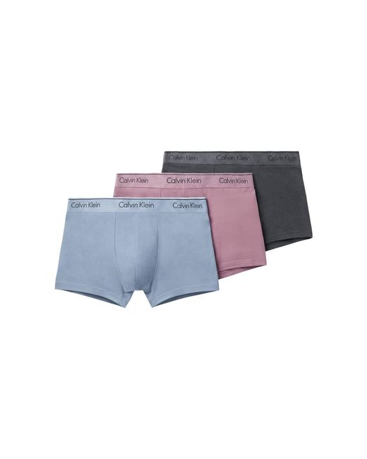 Calvin Klein Blue Icon Stretch Trunks 3 Pack for men