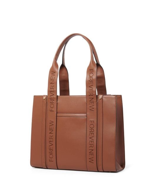 Forever New Brown Signature Alison Structured Tote Bag