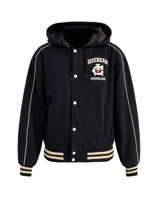 ICECREAM Black Hooded Work Jacket for men