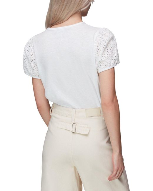 Whistles White Women's Broderie Puff Sleeve Top